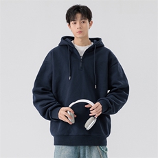 男女同款学生卫衣320克光版半拉链连帽套头卫衣A406W122P35，男装卫衣，星座309（原A406）