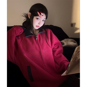 抖音得物高品质 美式高街重磅结构设计拼接织带立领卫衣外套 CM42图片