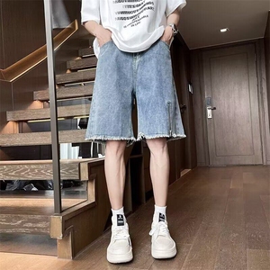 新款ins美式复古牛仔短裤男士阔腿五分原宿慵懒潮流RK2672-P41图片