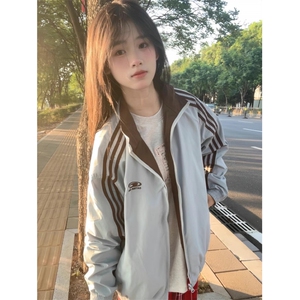 5379-P73原版做工两面穿连帽拉链卫衣外套男女同款图片