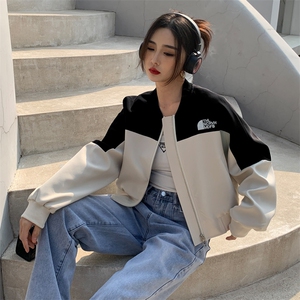 2025春秋季新款设计感小众拼接撞色短款外套女春秋棒球服夹克上衣图片