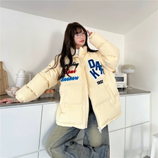 美式植绒刺绣棉服男女冬季加厚情侣保暖潮牌宽松面包服潮，男装棉衣，星座1210-1