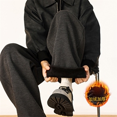 冬季新款加绒加厚羚羊绒斜纹宽松老钱风休闲裤男5887特批49，男装卫衣，电商C305A