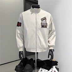 港风秋款男立领机车夹克衫贴标刺绣宽松休闲外套JK7648P65，男装夹克，星座1013-1