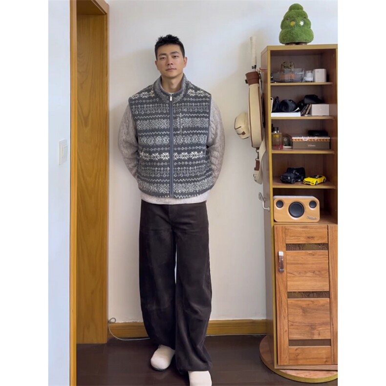 JY743-P60复古费尔岛提花羊羔毛马甲男女新款,男装背心/马甲,星座1501-3