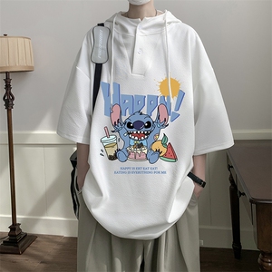 连帽短袖t恤男大码胖子带帽五分袖中袖 LD54077-P45图片