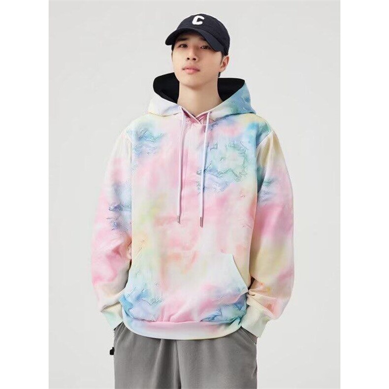 春秋季街头男女新款宽松外套上衣连帽扎染印花休闲卫衣WB419-P51,男装卫衣,星座412-2