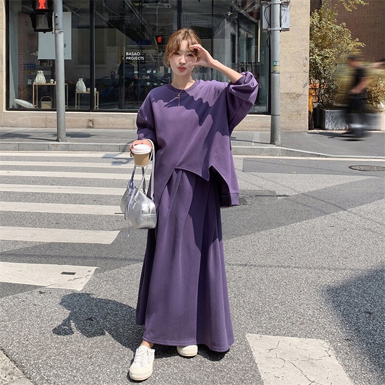 现货【新款】韩版宽松下摆不规则卫衣套装6610-P165-K228,女装套装/套裙,2C305