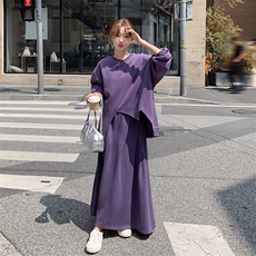 现货【新款】韩版宽松下摆不规则卫衣套装6610-P165-K228，女装套装/套裙，2C305