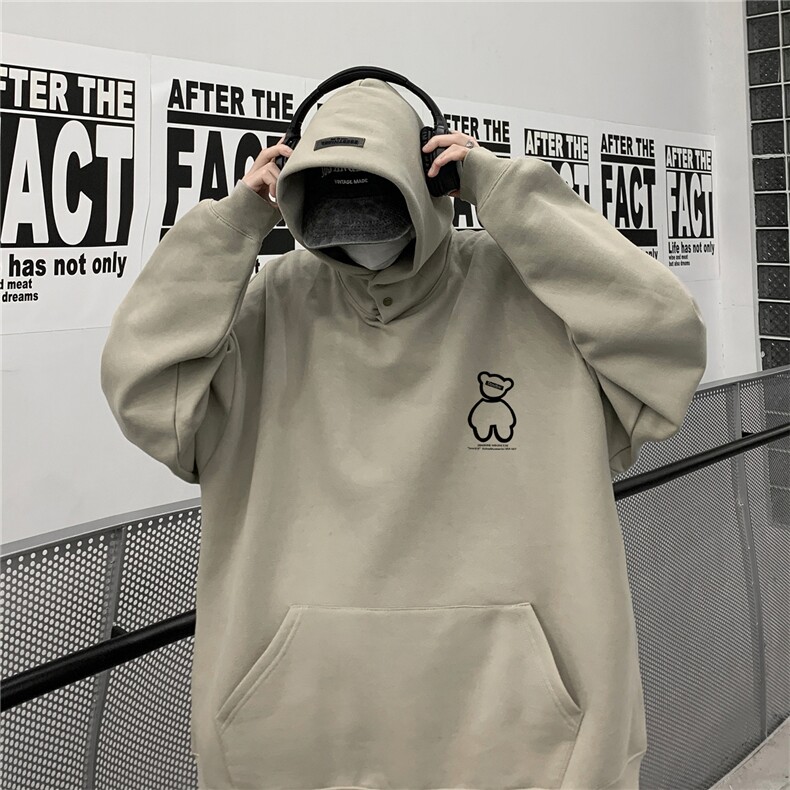 供抖音丶重磅高品棉350克排扣连帽小熊卫衣LW6079-特p58控78,男装卫衣,星座508（原C305）