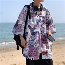 2024夏季新款宽松防晒港风男士休闲短袖衬衫百搭A158-CS612-P45,男装衬衫,电商A158-1