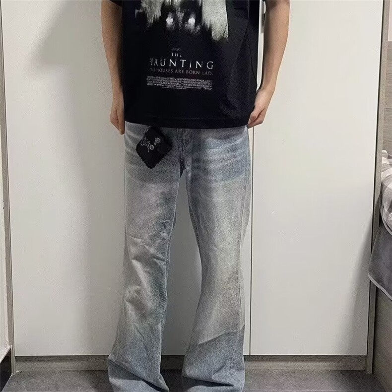 男生穿搭高级感裤子cleanfit美式,男装牛仔裤,星座506A