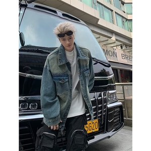 高街美式复古潮牌潮胖子牛仔外套男做旧水洗夹克衫 JK059图片