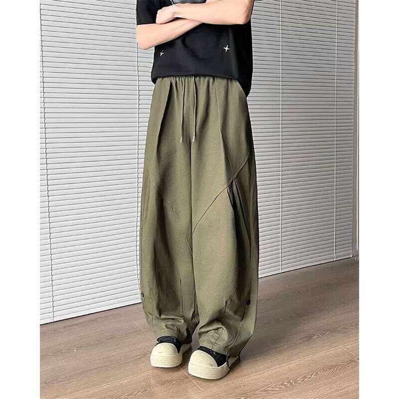 潮牌美式纯色机能风直筒冲锋裤男女春秋宽松阔腿运动长裤,男装休闲裤,星座506