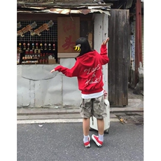 美式复古小众设计感圣诞珍珠红色卫衣女秋冬潮牌上衣外套WY80，男装卫衣，星座1116A（原606A-3）