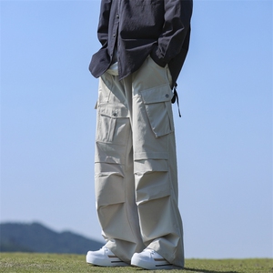 2024新款宽松设计感阔腿裤直筒长裤伞兵裤工装裤现货 K8116-P48图片