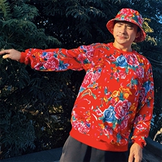 B203秋冬男女休闲圆领大码东北大花卫衣团队表演出汉服舞蹈学生潮，男装民族服装，星座115A-2