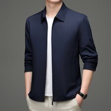2023春秋季新款男士翻领夹克中年休闲外套商务爸爸装上衣服，男装夹克，电商B212（原钱塘6029）