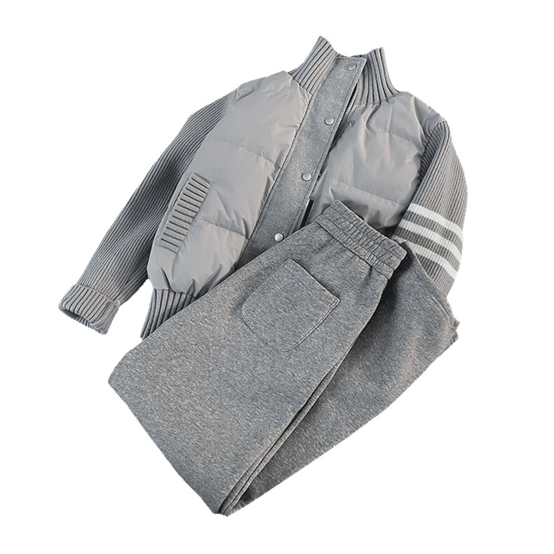 女秋冬新款保暖针织拼接棉衣立领外套,女装棉衣/棉服,2C310