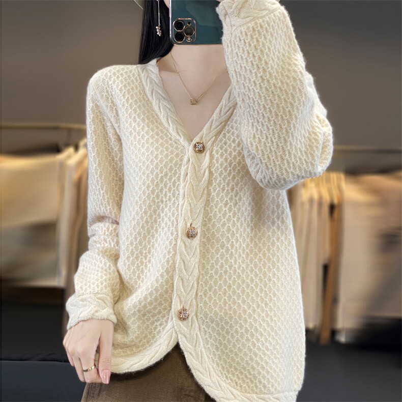 2024年秋冬季澳洲羊毛V领精致淑女羊毛衫，女装羊毛衫，忠诺羊绒