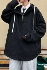 W9002/P60春装新款现货中性风连帽提花卫衣男长袖宽松大码外套，男装卫衣，电商A141