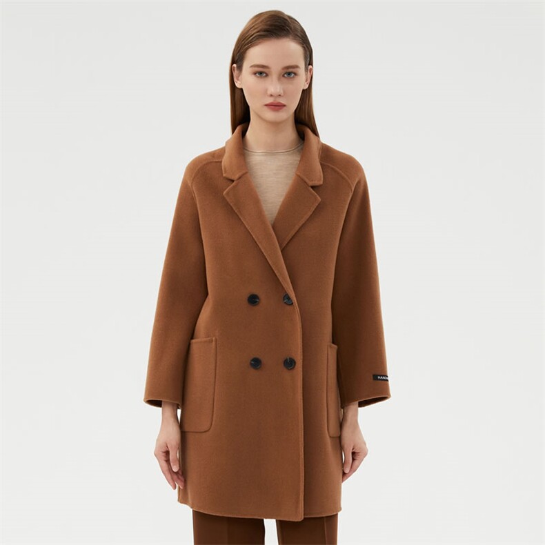 时尚女装双面呢大衣经典驼色显瘦设计优雅气质百搭外套，女装双面呢大衣，阿吉丽克