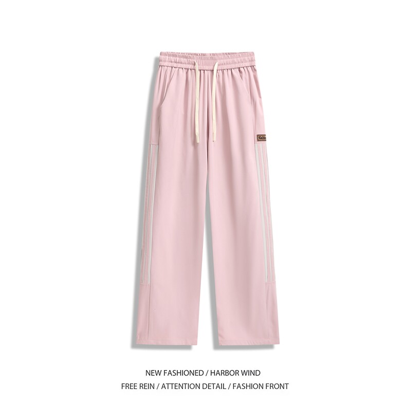抖音品质夏季新款美式条纹冰丝宽松休闲裤B315-K25667-特p35控68,男装休闲裤,电商B315
