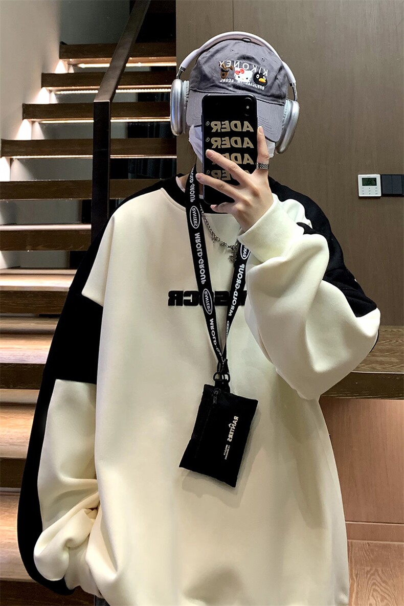 中性2025秋装新圆领发泡印花卫衣秋季男女情侣装宽松外套S289-P58,女装短外套,电商A233-1