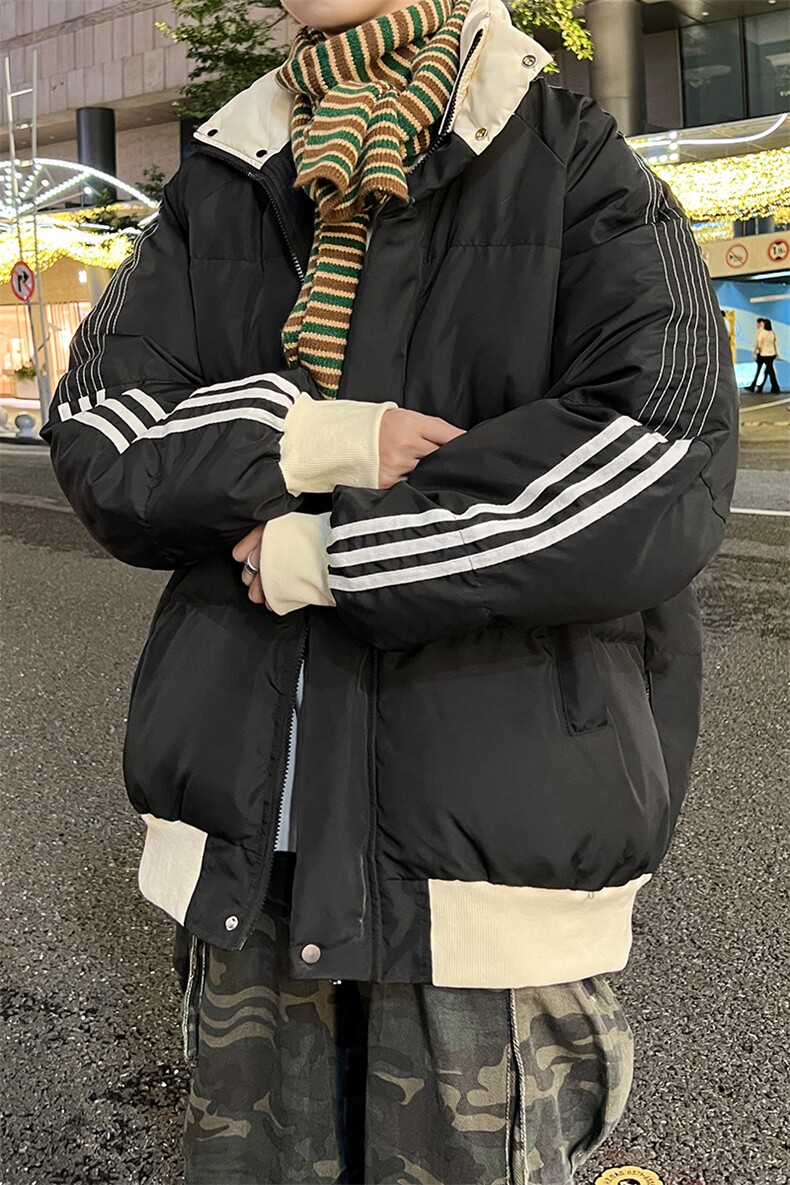 8XL-M三道杠韩系拼接立领加厚棉服三条杠棉衣面包服外套MY1706P98,男装棉衣,电商D206-1