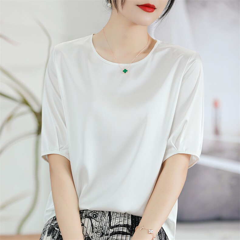 2024夏季新款短袖上衣女宽松显瘦圆领T恤大码打底衫，女装T恤，众策羊绒