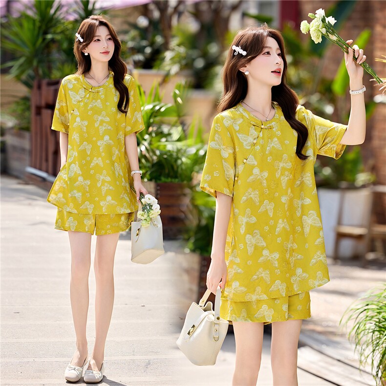 新中式G风女2026夏季新款小个子时尚气质短袖上衣短裤，女装套装/套裙，衣之秀