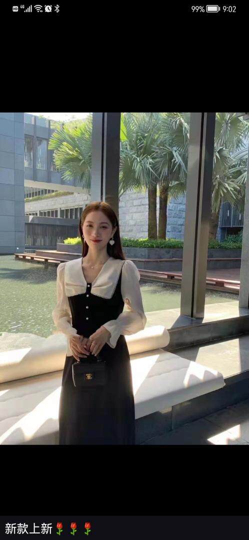 珍珠大领子连衣裙，女装连衣裙，时尚秀衣阁