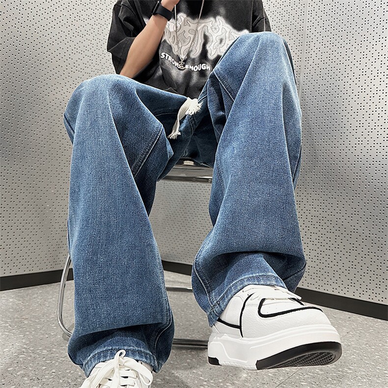 美式高街牛仔裤男款夏季复古直筒宽松阔腿裤hiphop长裤子KK96-P45,男装牛仔裤,星座1008