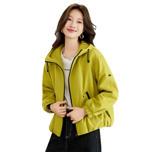 现货2025新款加绒连帽女士休闲时尚连帽派克服图片