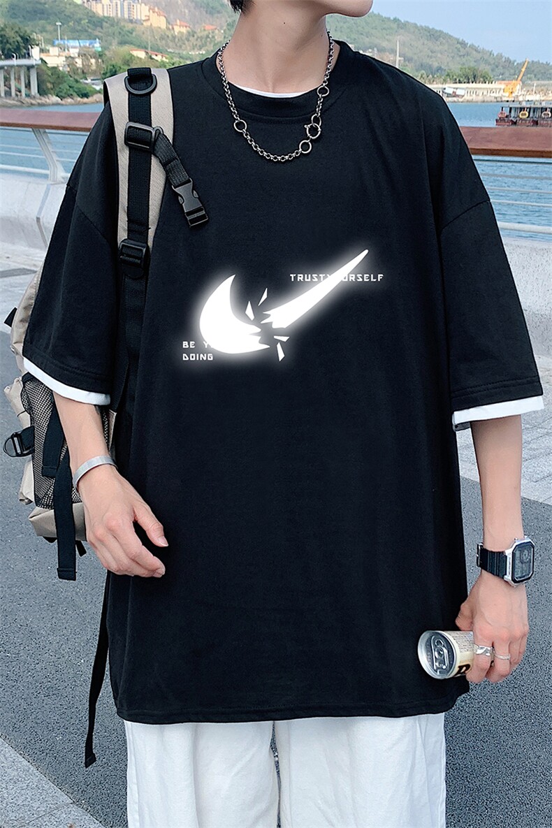 JT55111-P25假两件短袖t恤男大码胖子半袖体恤半截袖港风,男装T恤,电商A040