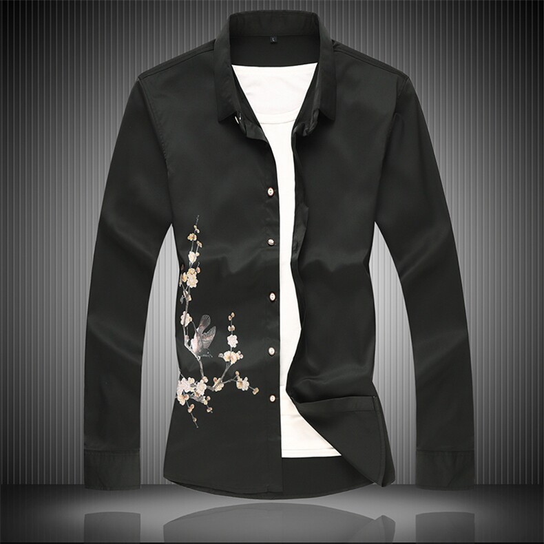 20年大码印花中国风衬衫男夏秋新款青年长袖衬衫QT5030/2121p50，男装衬衫，电商A012