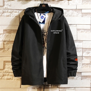 JK65244-P45 连帽夹克男大码胖子棒球服上衣外套 砖墙挂拍图片