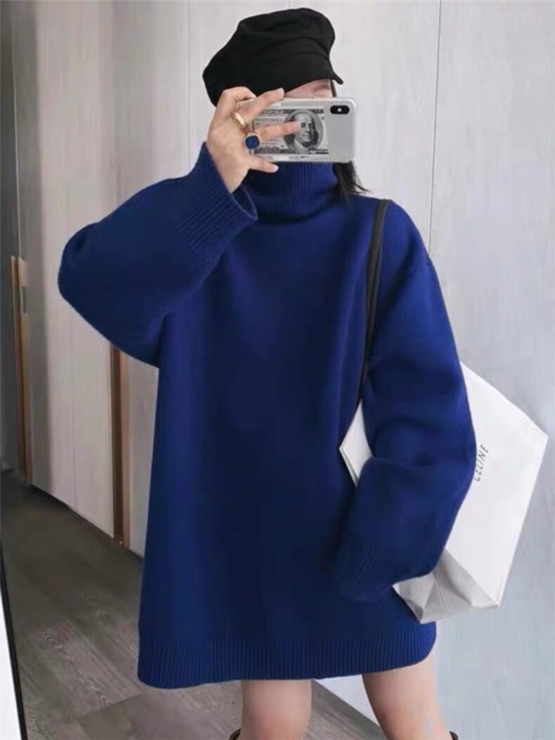 2025舒适百搭简约秋冬新款慵懒高领针织衫羊毛衫,女装羊毛衫,千御纺羊绒