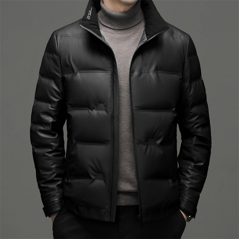 无帽立领羽绒服男冬季新款加厚保暖上衣中青年男士商务休闲外套,男装羽绒服,电商B212（原钱塘6029）