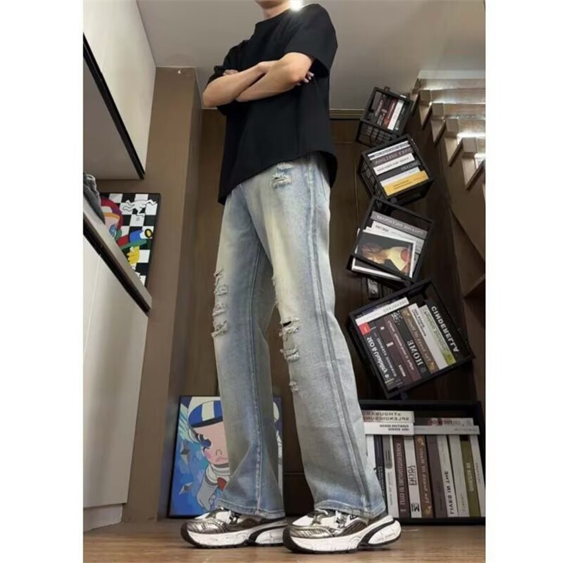AK2001-P53美式做旧水洗港风痞帅高街牛仔裤,女装休闲裤,星座617A-2