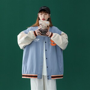 中性风 2026秋季新款设计感字母印花棒球服夹克外套-G236P65控88-图片