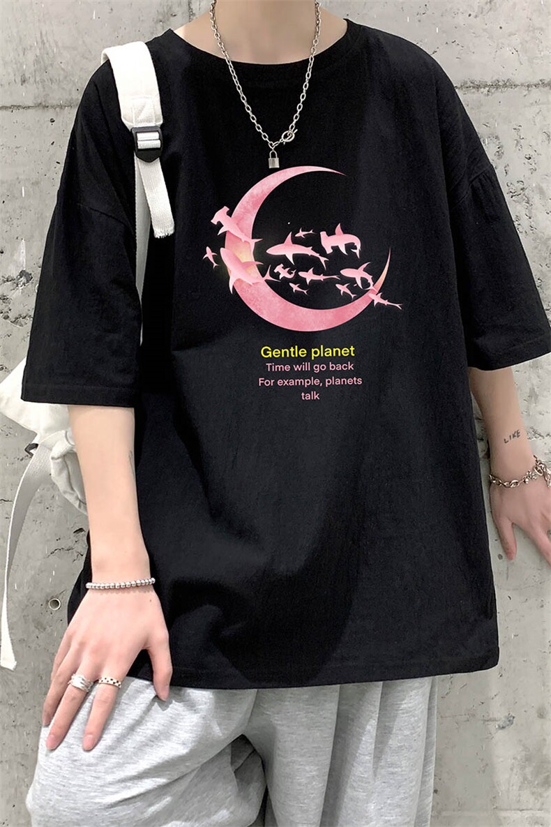YT26209-P30亚短袖t恤男大码五分袖男宽松七分袖港风模特,男装T恤,电商A040