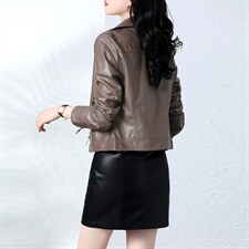 海宁真皮皮衣女小个子2025年春秋新款高端绵羊皮夹克修身显瘦外套，女装皮衣，潮流依族