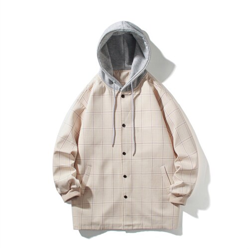 F6018/P80春装新款挂拍格子外套风衣男宽松连帽中长款上衣控118，男装风衣，电商A141