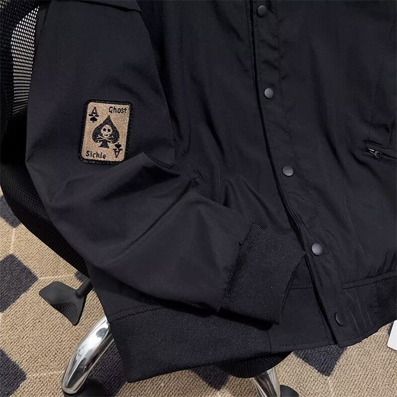 潮青少年常规秋外穿棒球领刺绣飞行夹克多口袋工装外套HH331P55,男装夹克,星座1013-5
