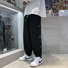 休闲裤男秋韩版排扣阔腿裤港风潮牌宽松束脚裤A125-DK911-P50