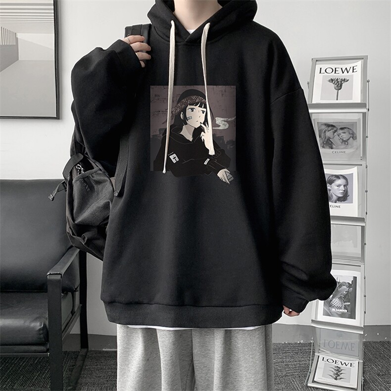WY2122-P35 纯棉连帽卫衣男大码运动帽衫宽松薄外套男图片