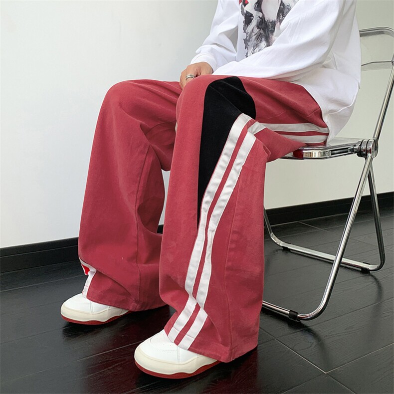 美式复古街舞运动裤男垂感休闲阔腿裤拖地裤子 XZ514-2-K1558-P63图片