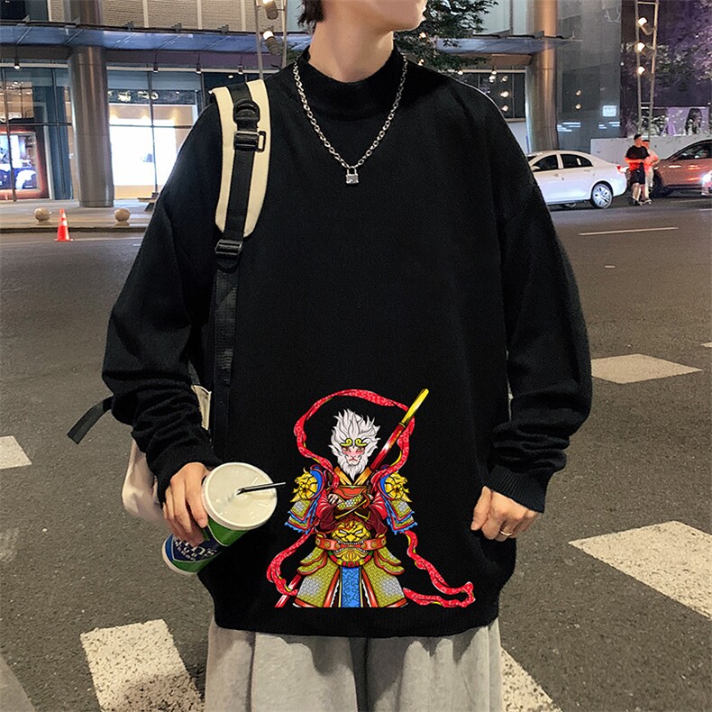M18203-P45 加绒款-P65半高领毛衣男士大码针织衫男毛线衣男图片