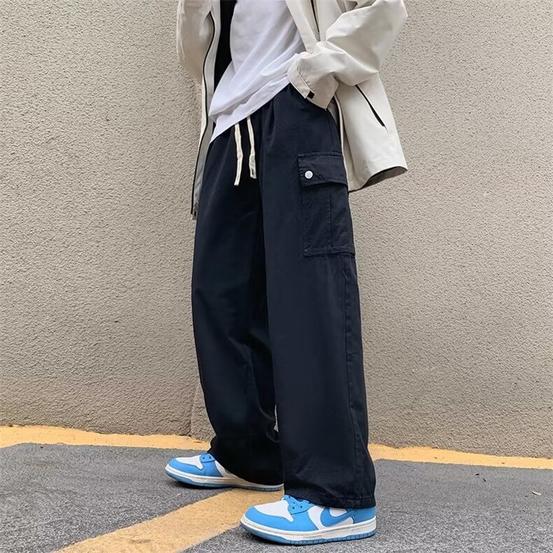 直筒裤子男秋季多口袋潮牌工装裤美式高街宽松休闲长裤K4751-P35,男装休闲裤,星座412-3